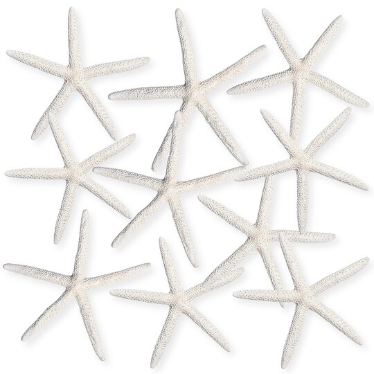 Nautical Crush Trading; Starfish 10 Pack Large White Finger Starfish 6"-8" for Craft and Décor; Category:Shells; Image:1